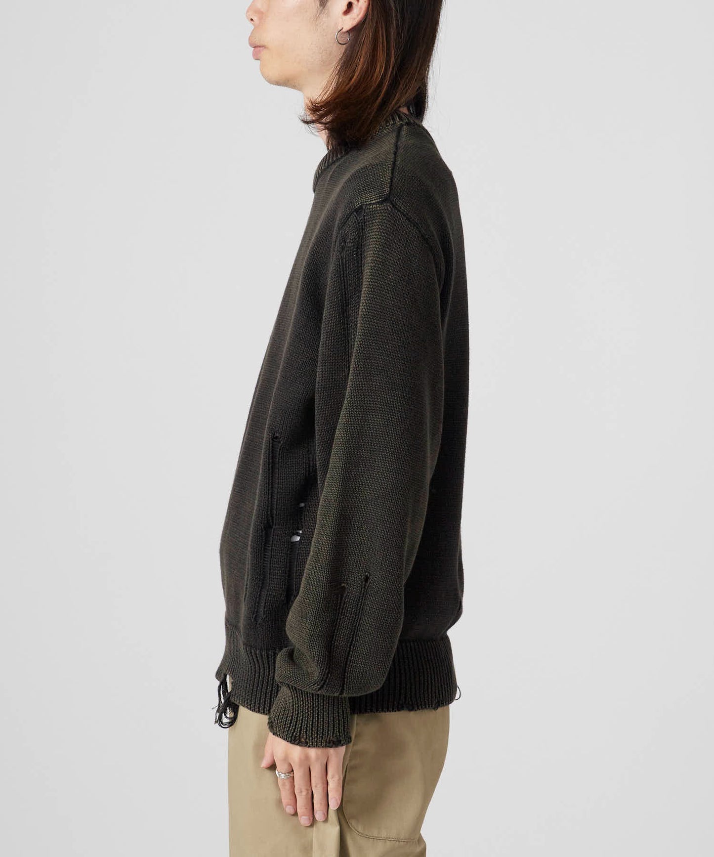 SUPPLIER / Dietressed Multiple Cross Leather patch Crew Knit