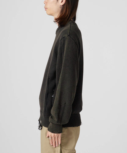 SUPPLIER / Dietressed Multiple Cross Leather patch Crew Knit