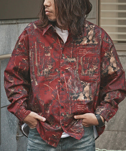 ALL RUNS / ハンティングパターン L/S ツイル生地 レギュラーカラーシャツ