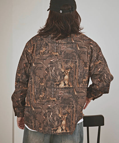 ALL RUNS / ハンティングパターン L/S ツイル生地 レギュラーカラーシャツ