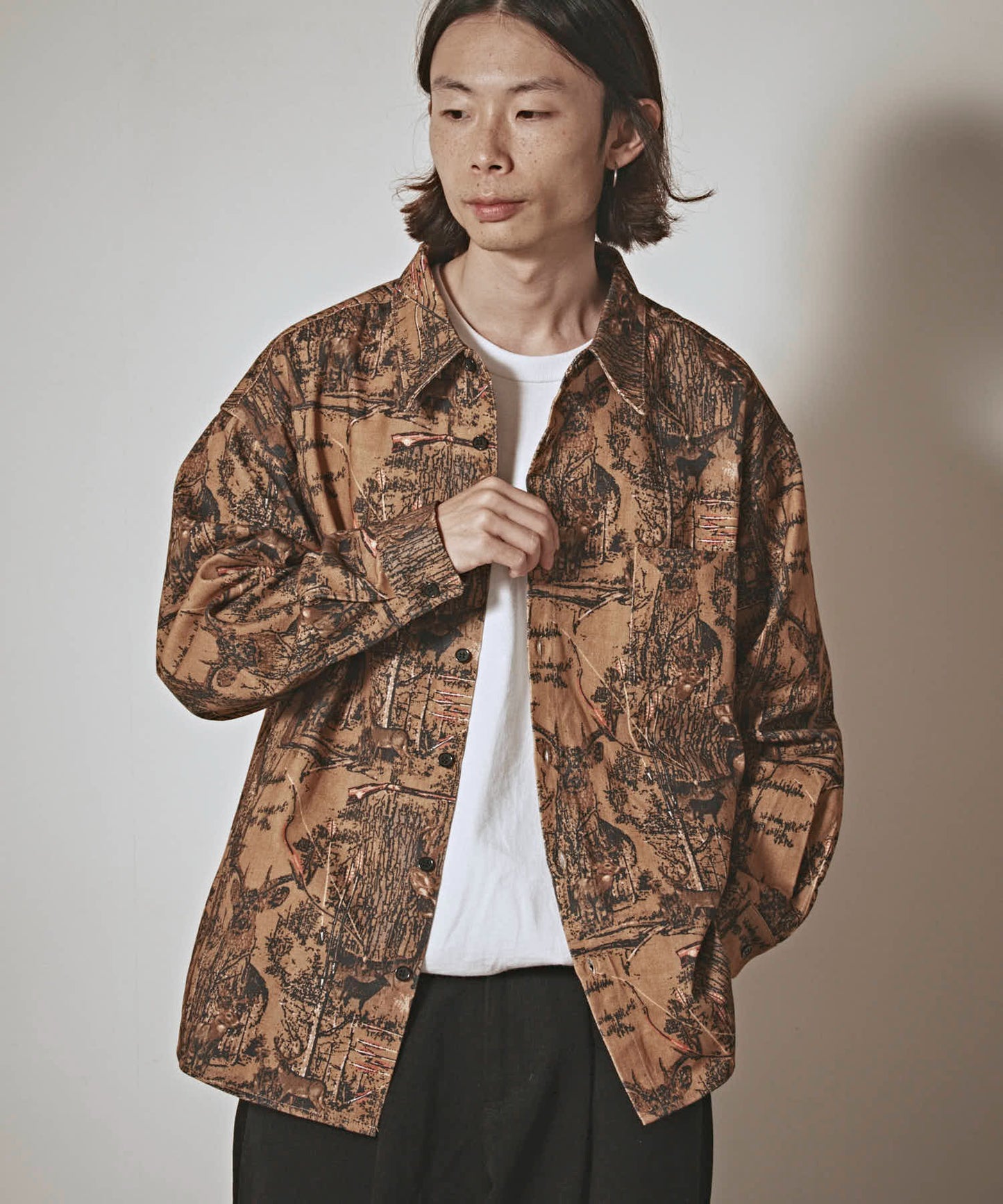 ALL RUNS / ハンティングパターン L/S ツイル生地 レギュラーカラーシャツ