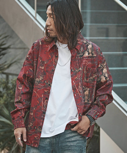 ALL RUNS / ハンティングパターン L/S ツイル生地 レギュラーカラーシャツ