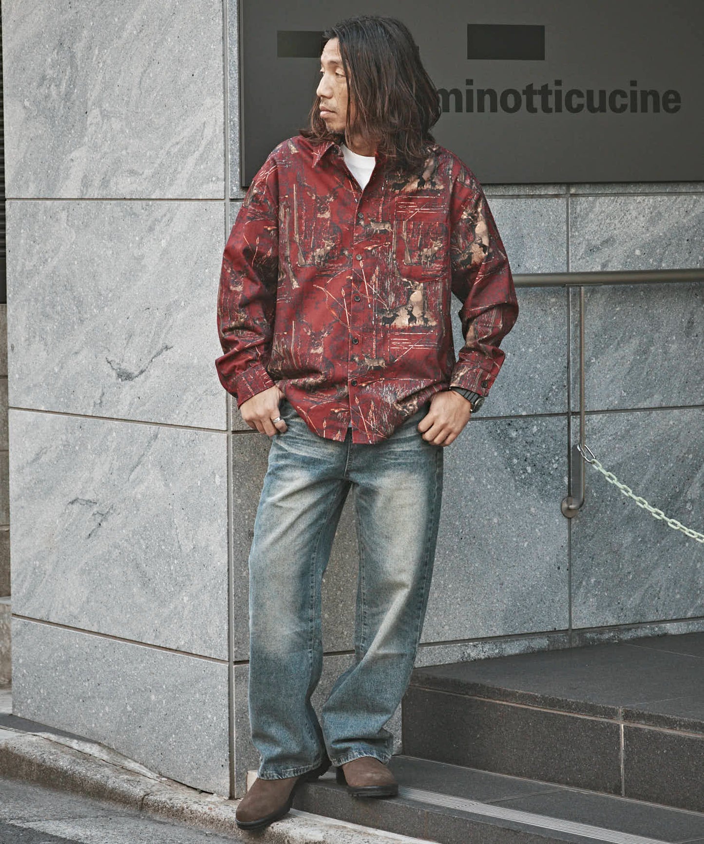 ALL RUNS / ハンティングパターン L/S ツイル生地 レギュラーカラーシャツ