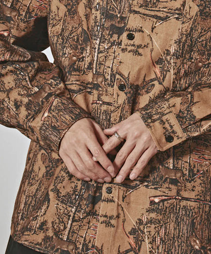 ALL RUNS / ハンティングパターン L/S ツイル生地 レギュラーカラーシャツ