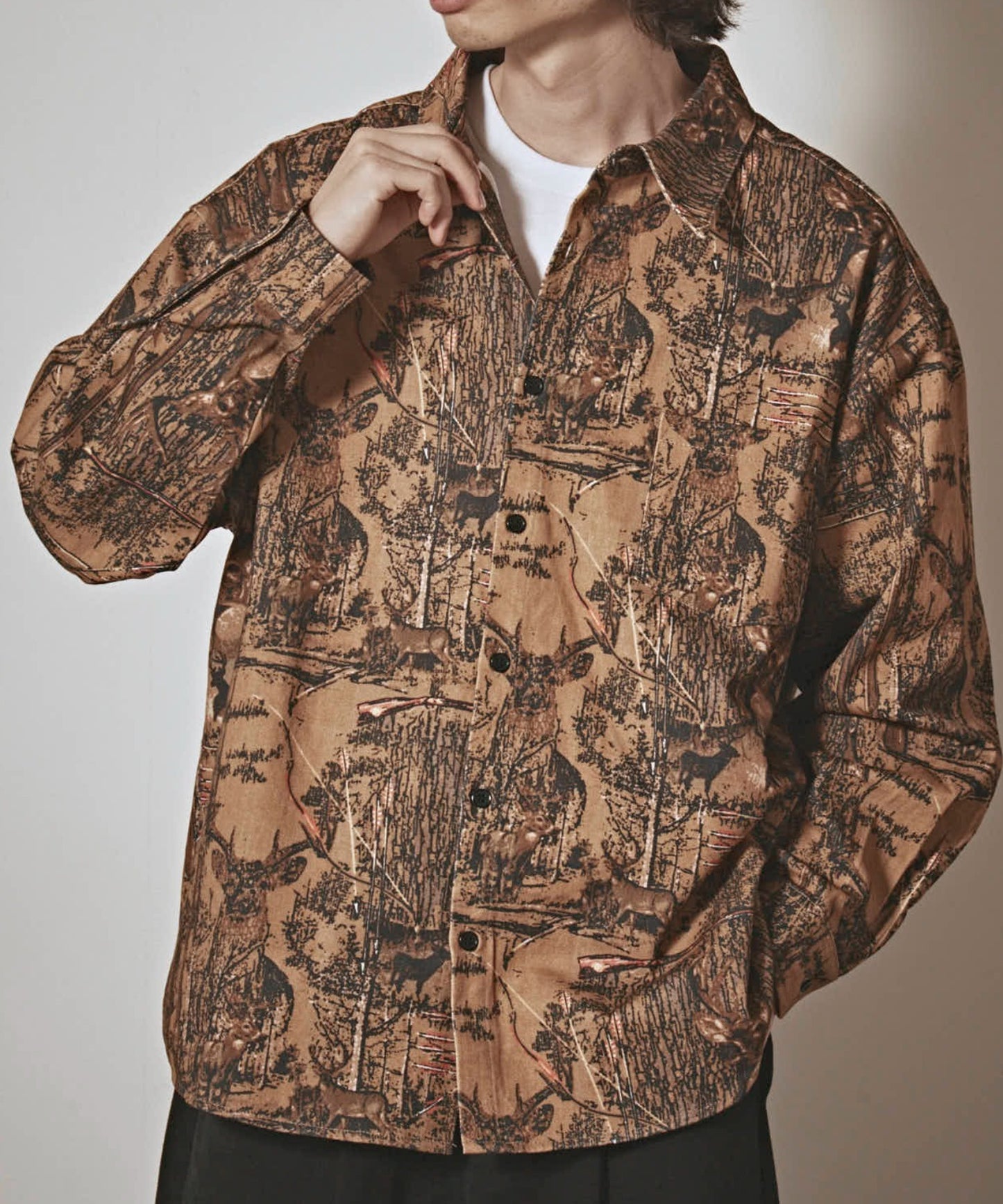 ALL RUNS / ハンティングパターン L/S ツイル生地 レギュラーカラーシャツ