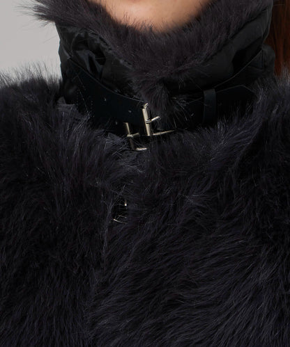 Chick / Faux Fur Chin Strap 2-Way Poodle Jacket