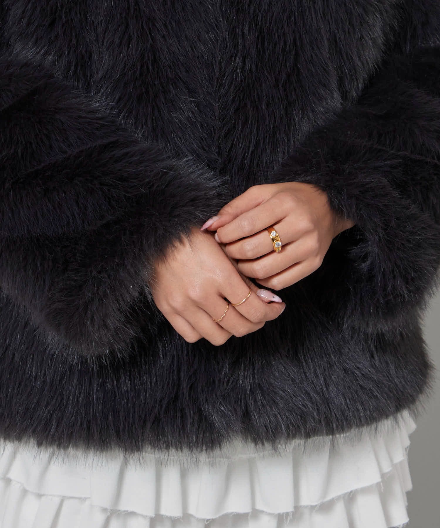 Faux Fur Chin Strap 2-Way Poodle Jacket / フェイクファー チン