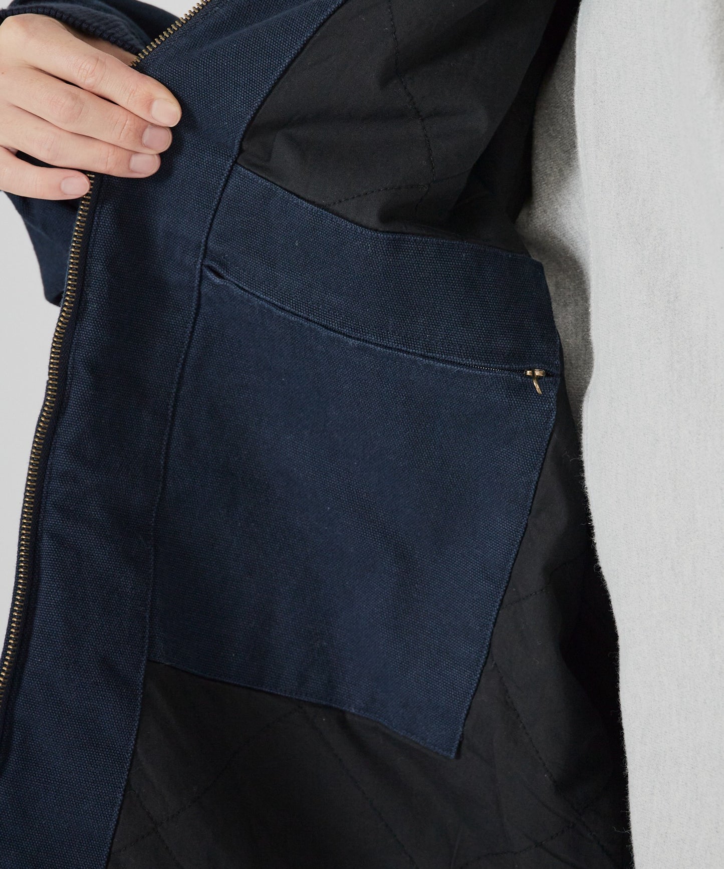 ALL RUNS / ダックコットン キルティングライナー フルジップフーデッドブルゾン