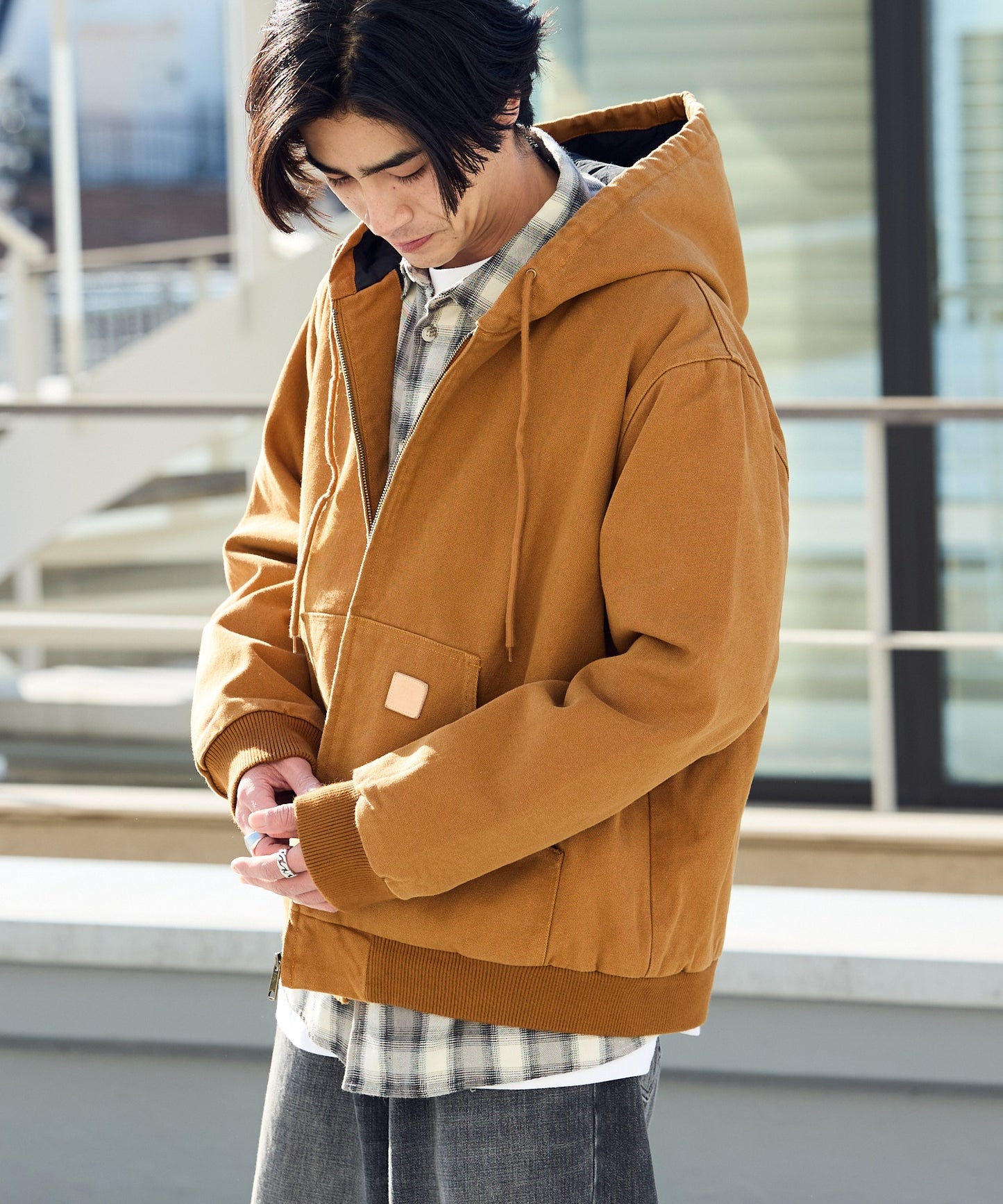 ALL RUNS / ダックコットン キルティングライナー フルジップフーデッドブルゾン