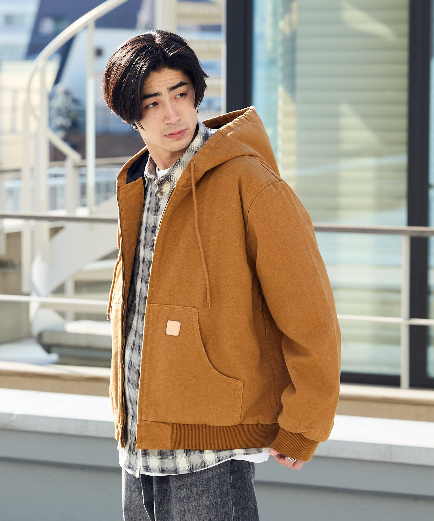 ALL RUNS / ダックコットン キルティングライナー フルジップフーデッドブルゾン