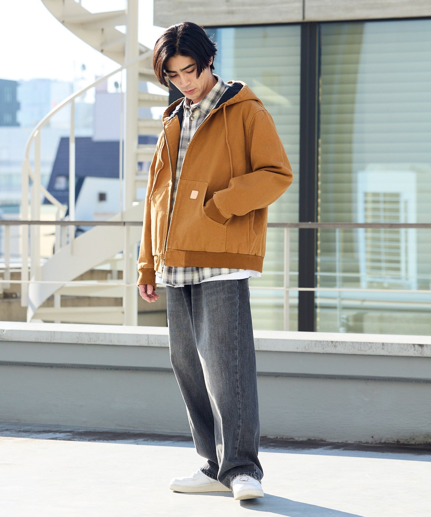 ALL RUNS / ダックコットン キルティングライナー フルジップフーデッドブルゾン