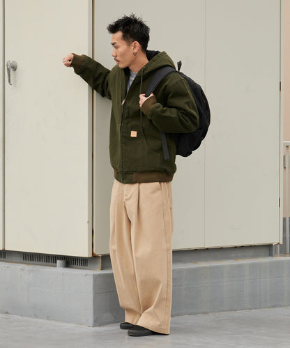 ALL RUNS / ダックコットン キルティングライナー フルジップフーデッドブルゾン