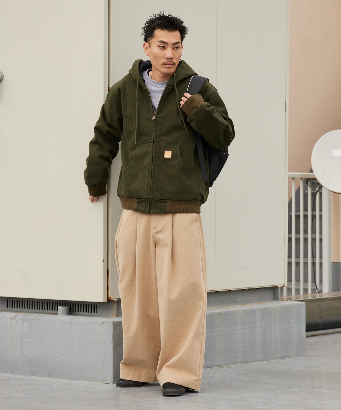 ALL RUNS / ダックコットン キルティングライナー フルジップフーデッドブルゾン