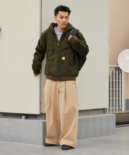 ALL RUNS / ダックコットン キルティングライナー フルジップフーデッドブルゾン