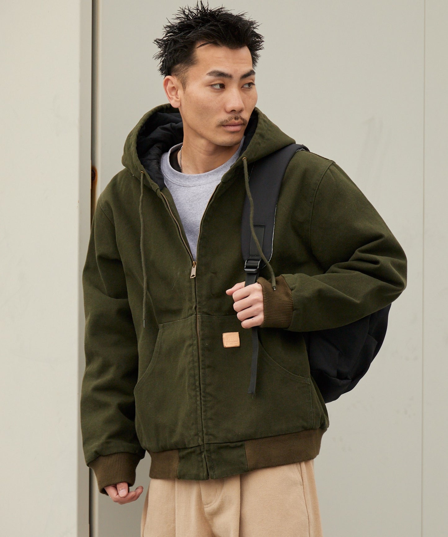 ALL RUNS / ダックコットン キルティングライナー フルジップフーデッドブルゾン