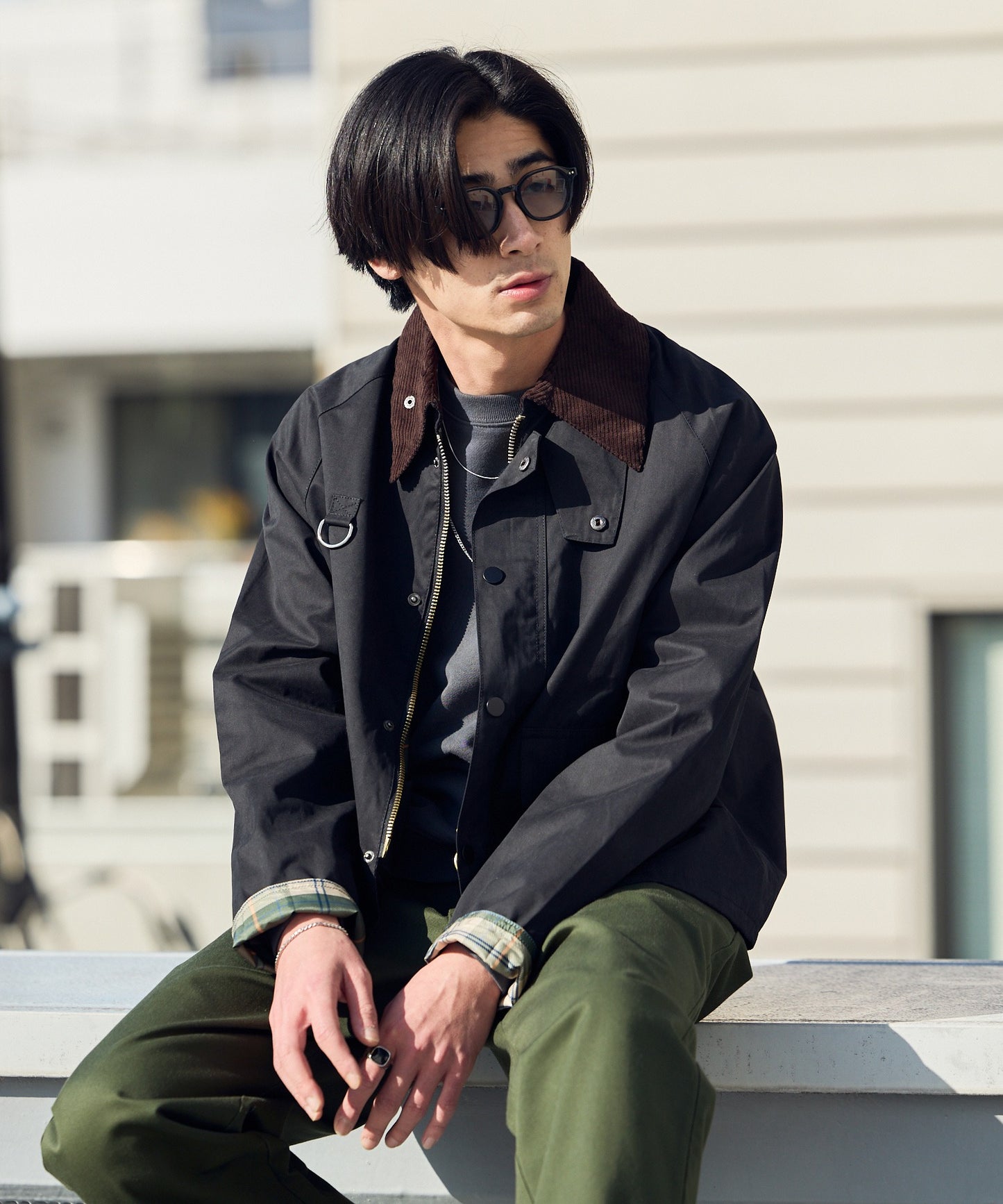 ALL RUNS / 襟コーデュロイ ピーチスキン ハンティングジャケット