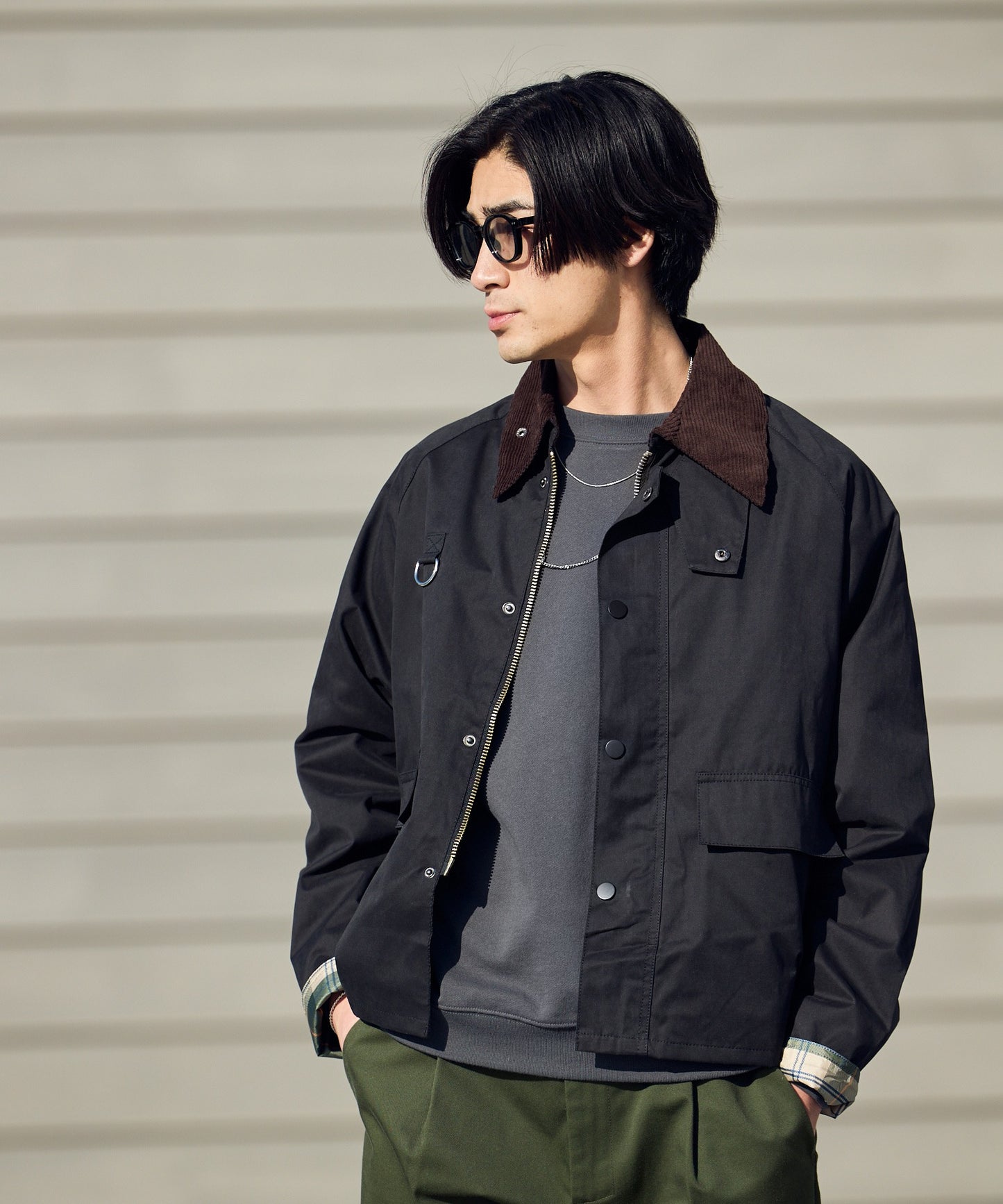 ALL RUNS / 襟コーデュロイ ピーチスキン ハンティングジャケット