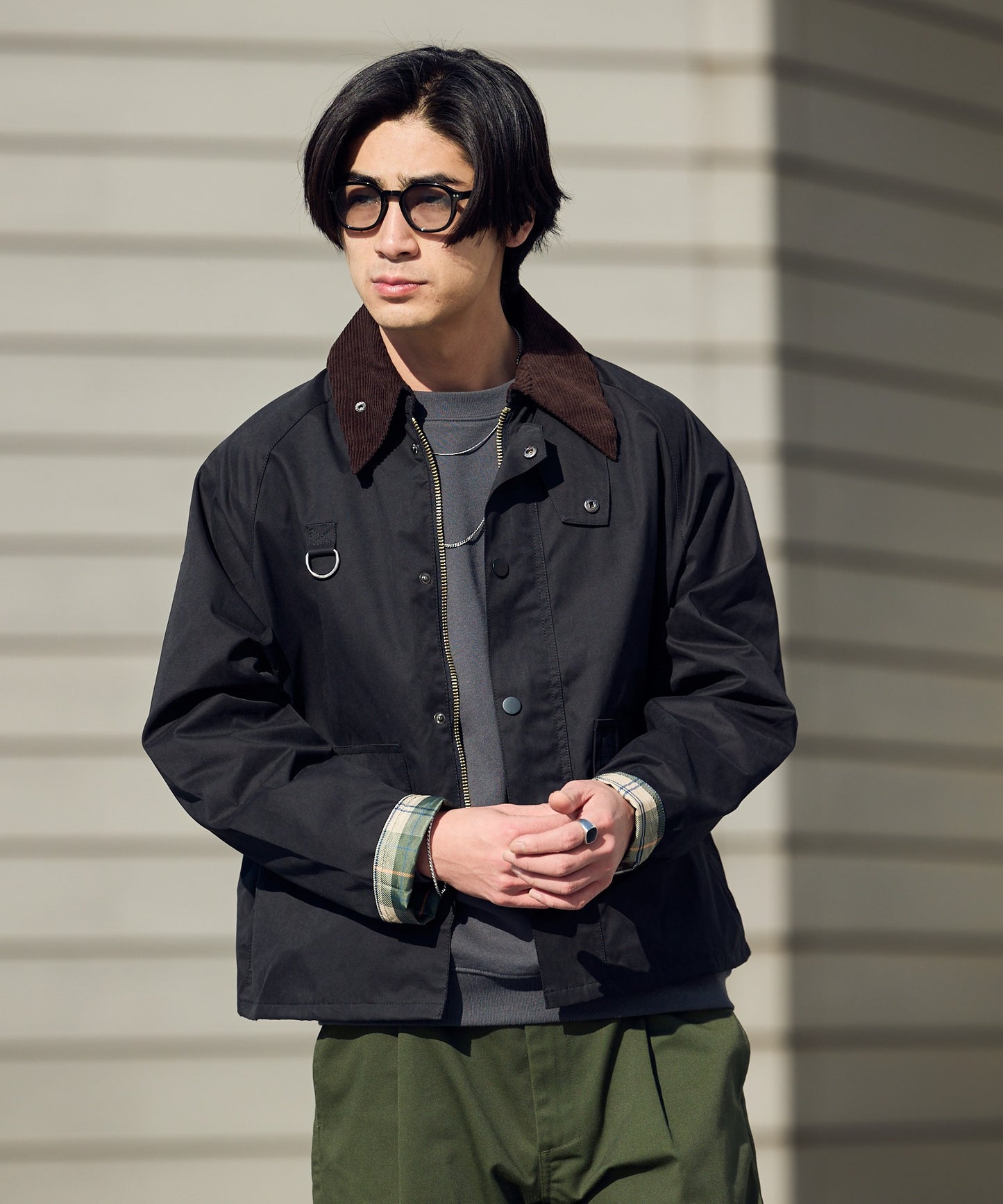 ALL RUNS / 襟コーデュロイ ピーチスキン ハンティングジャケット