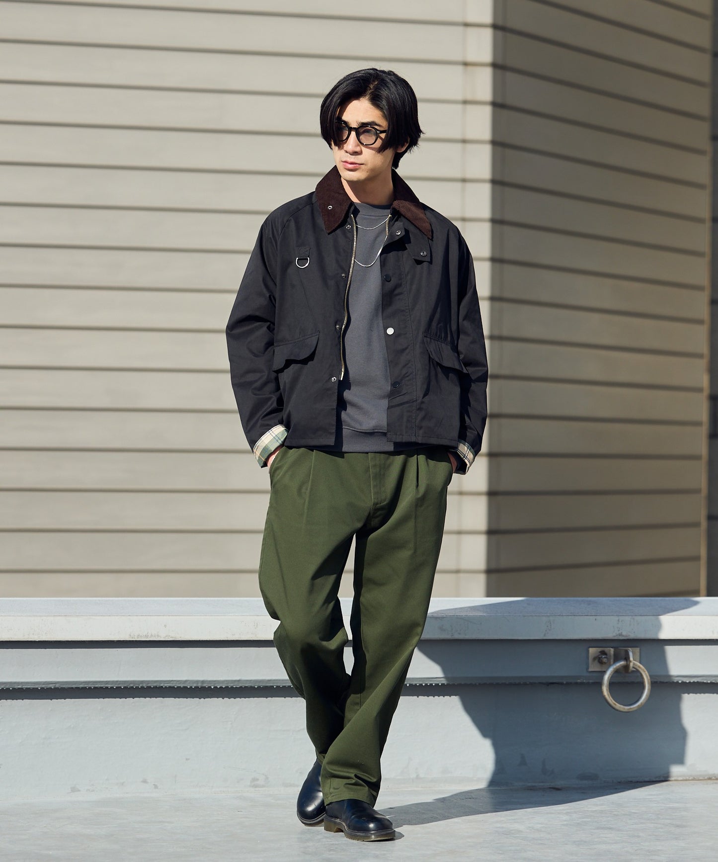 ALL RUNS / 襟コーデュロイ ピーチスキン ハンティングジャケット