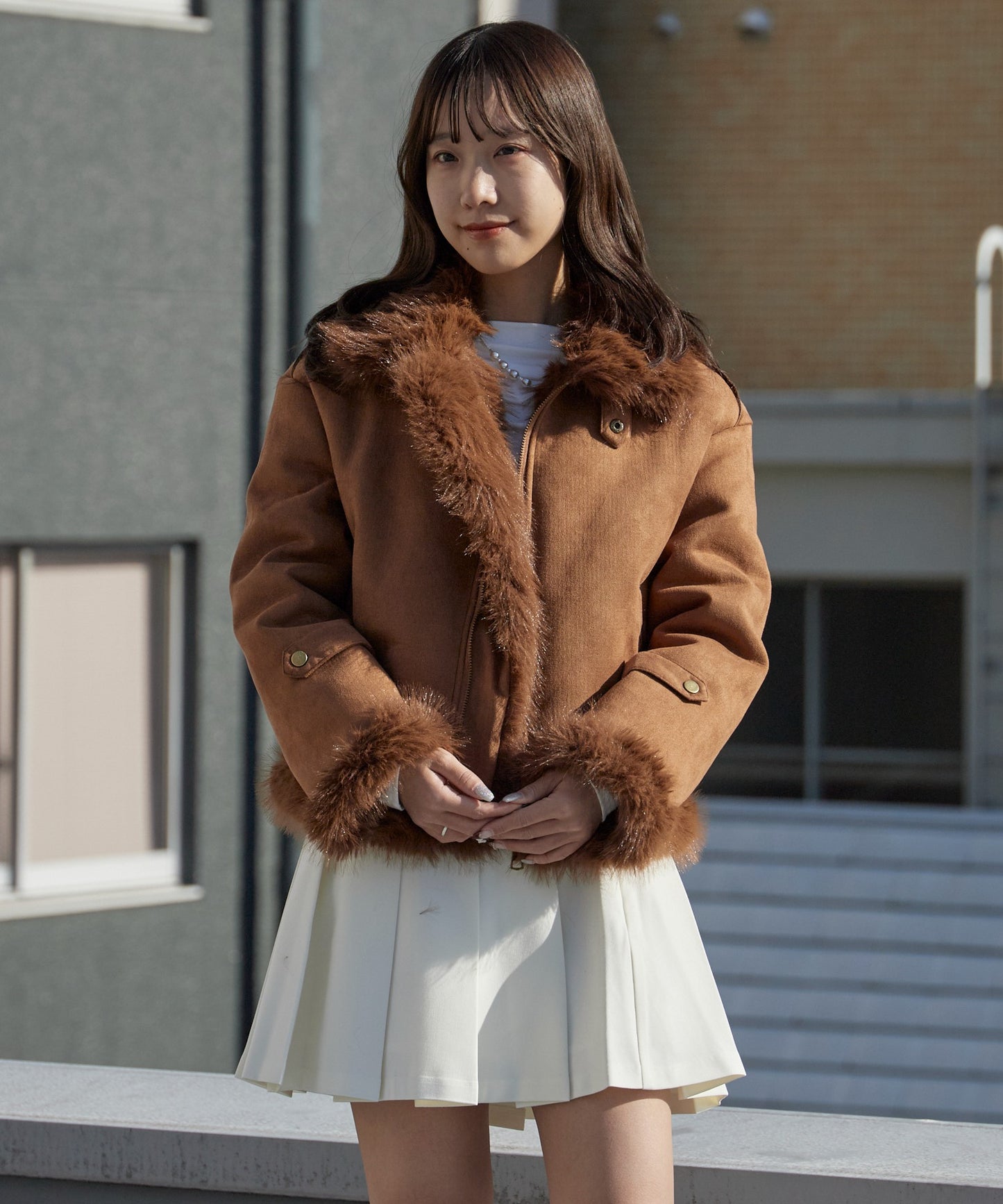 Chick / Chin Strap Faux Fur Jacket