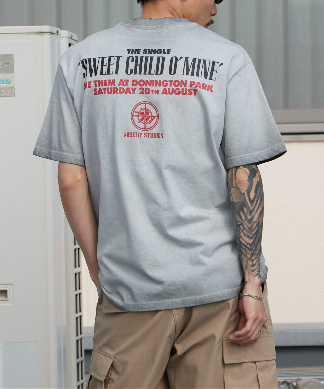 ALL RUNS / Rhinestone Design Crew Neck Band T-Shirt