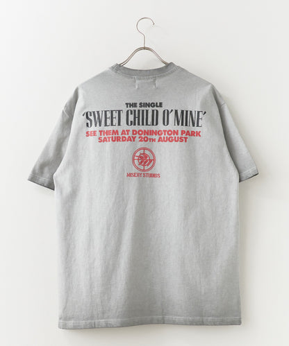 ALL RUNS / Rhinestone Design Crew Neck Band T-Shirt