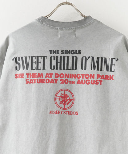 ALL RUNS / Rhinestone Design Crew Neck Band T-Shirt