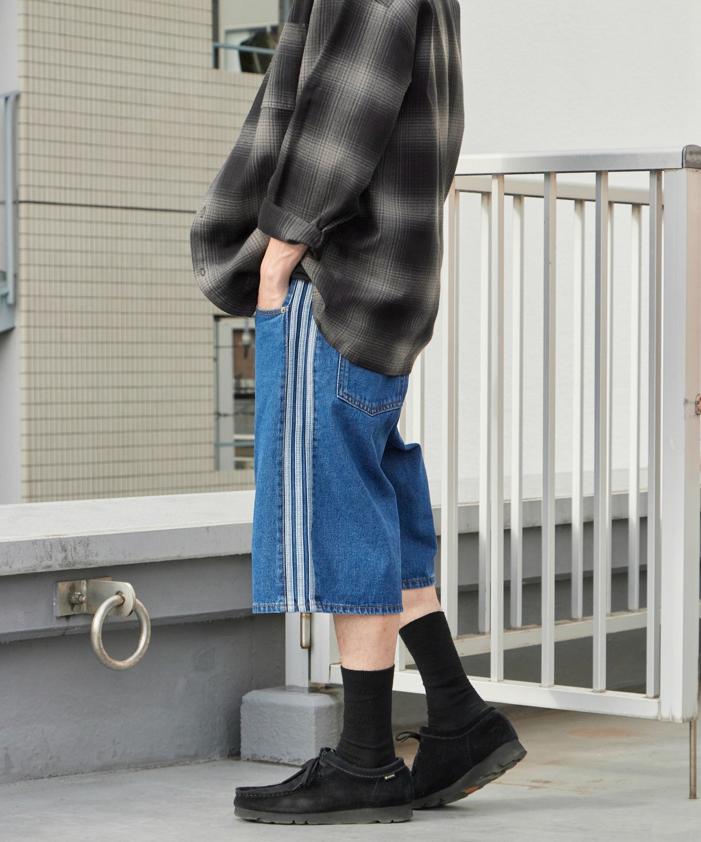 adidas/アディダス サイドラインデニムハーフパンツ