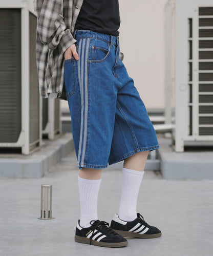 adidas/アディダス サイドラインデニムハーフパンツ