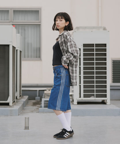 adidas/アディダス サイドラインデニムハーフパンツ