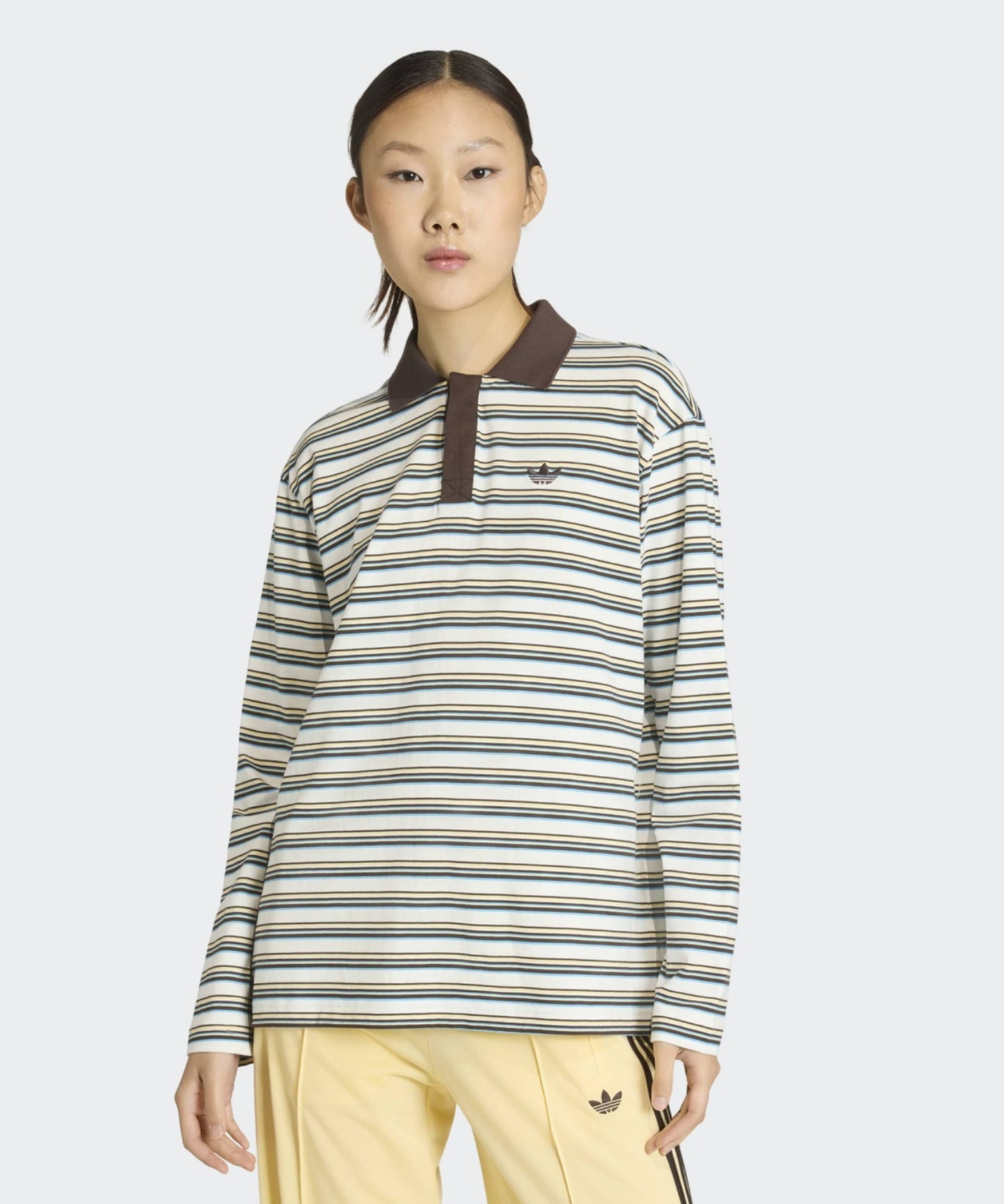 adidas / STRIPED OVZD LS POLO SHIRT
