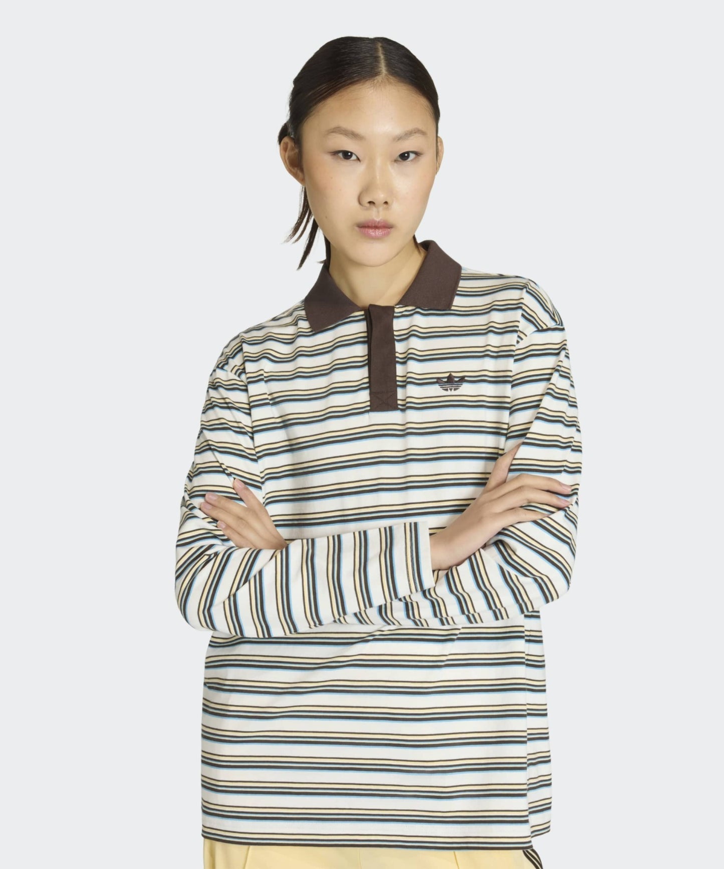 adidas / STRIPED OVZD LS POLO SHIRT
