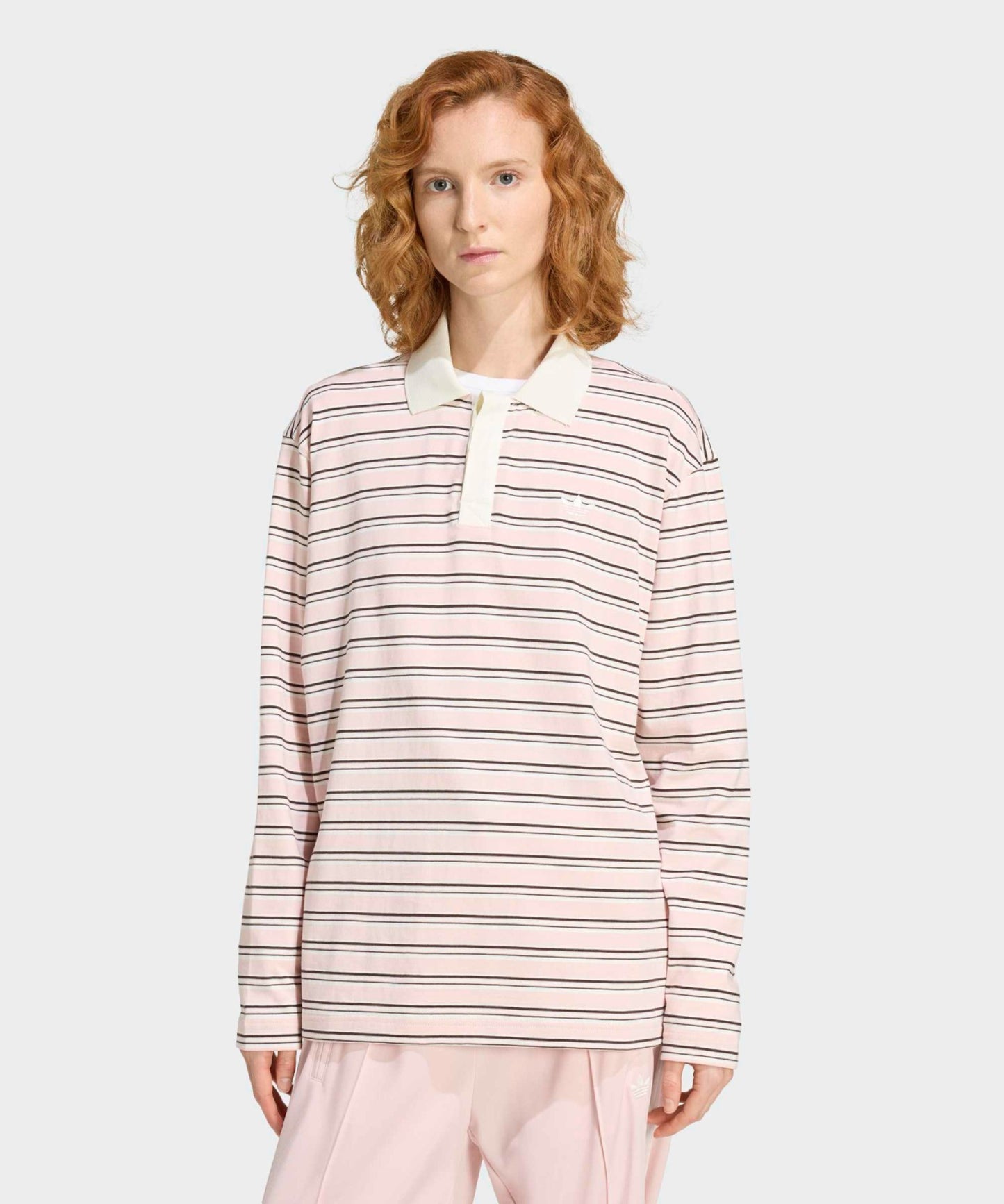 adidas / STRIPED OVZD LS POLO SHIRT