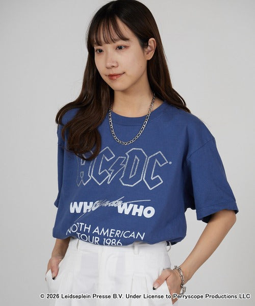 GOOD ROCK SPEED/グッドロックスピード AC/DC ラメ加工 ピグメントクルーネックTシャツ 26ACD001W