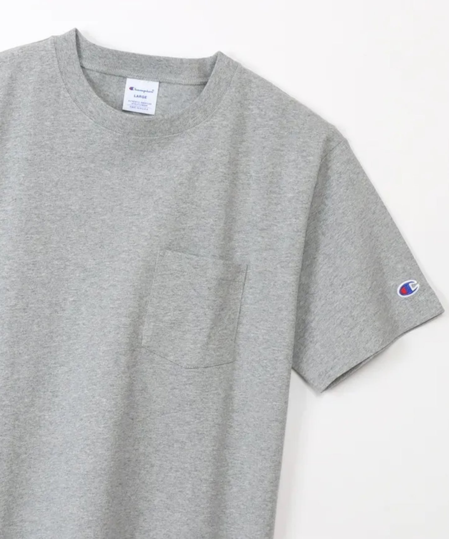 Champion/チャンピオン ロゴワッペン クルーネック 半袖ポケットTシャツ
