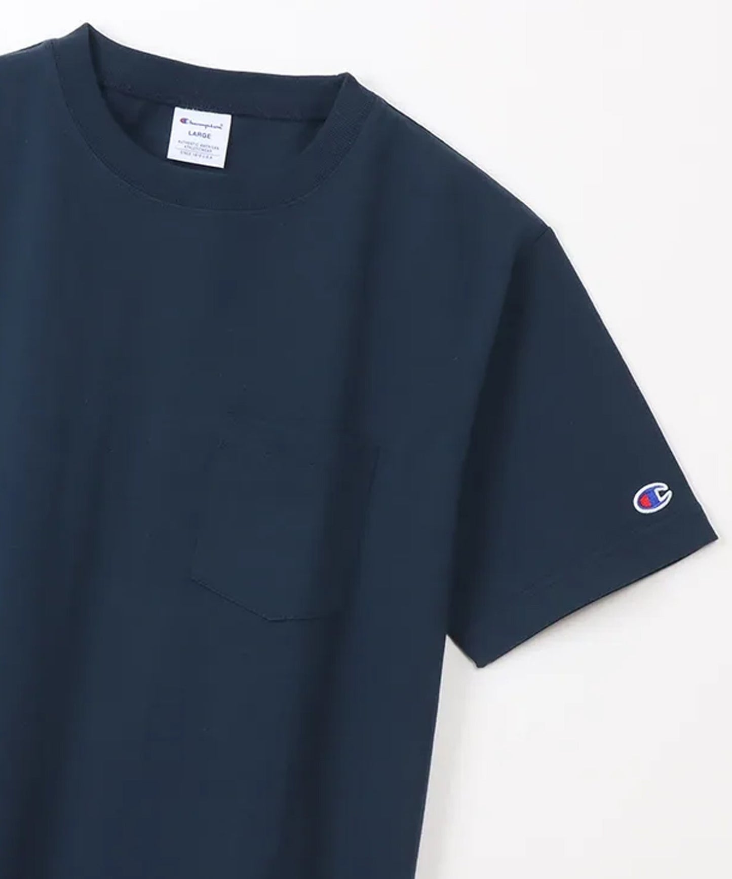 Champion/チャンピオン ロゴワッペン クルーネック 半袖ポケットTシャツ