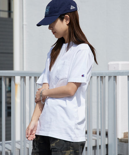 Champion/チャンピオン ロゴワッペン クルーネック 半袖ポケットTシャツ
