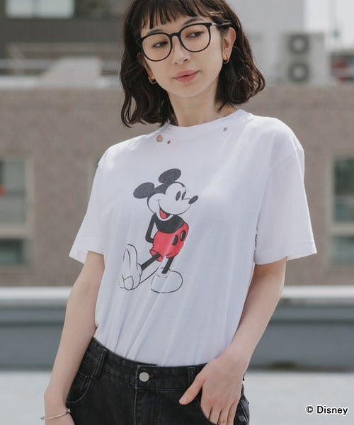 GOOD ROCK SPEED/グッドロックスピード/ MickeyMouse / Disney / ダメ―ジクルーネックTシャツ 26FDS001W