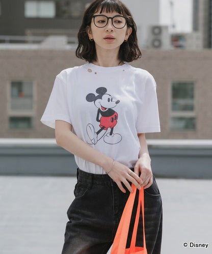 GOOD ROCK SPEED/グッドロックスピード/ MickeyMouse / Disney / ダメ―ジクルーネックTシャツ 26FDS001W