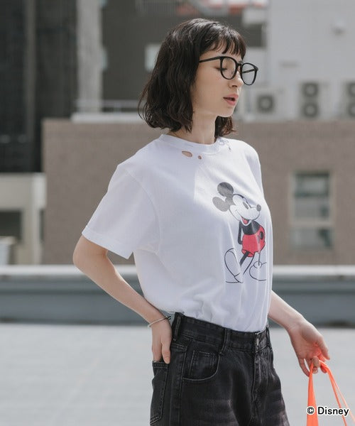 GOOD ROCK SPEED/グッドロックスピード/ MickeyMouse / Disney / ダメ―ジクルーネックTシャツ 26FDS001W