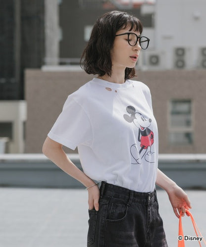 GOOD ROCK SPEED/グッドロックスピード/ MickeyMouse / Disney / ダメ―ジクルーネックTシャツ 26FDS001W