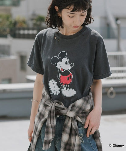 GOOD ROCK SPEED/グッドロックスピード/ MickeyMouse / Disney / ダメ―ジクルーネックTシャツ 26FDS001W