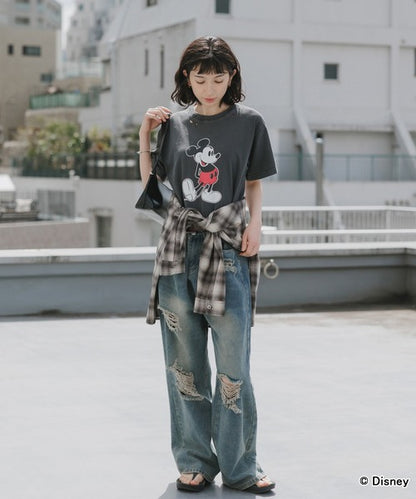 GOOD ROCK SPEED/グッドロックスピード/ MickeyMouse / Disney / ダメ―ジクルーネックTシャツ 26FDS001W