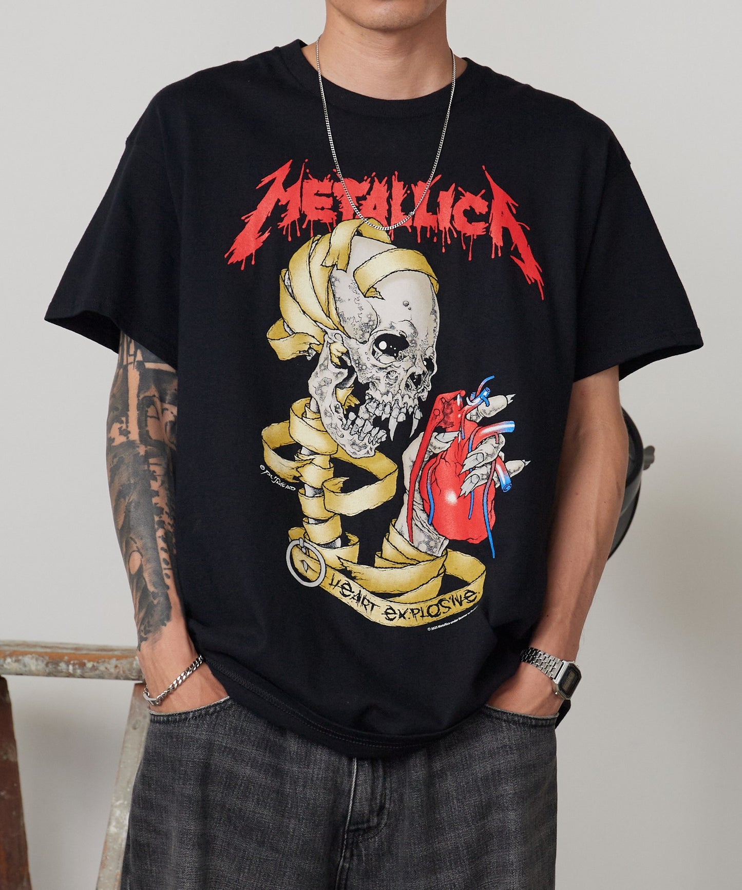 【予約販売】METALLICA (メタリカ) HEART EXPLOSIVE / ROCMTLTSBM Tシャツ バンドT （6月中旬頃発送予定)