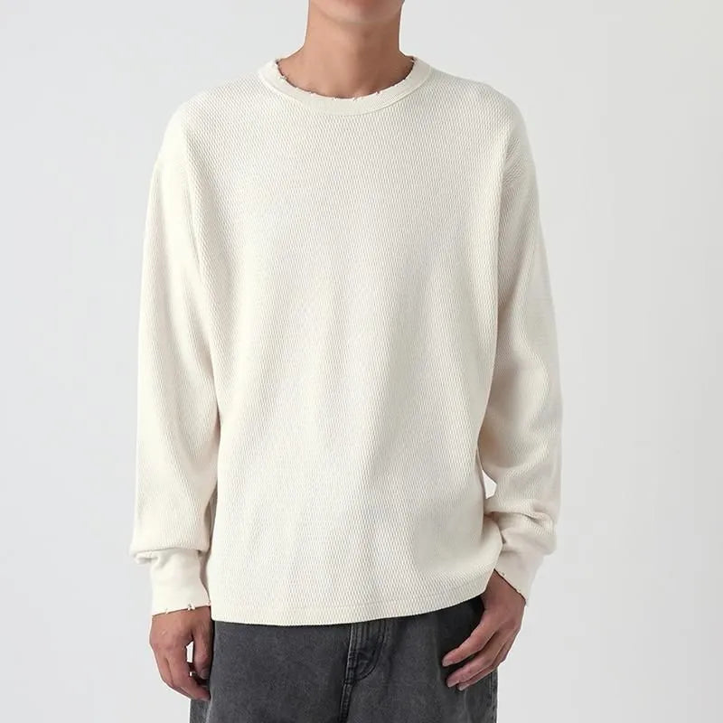 Healthknit / Thermal King Raschel Honeycomb Crew Damage L/S サーマル