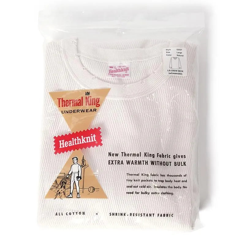 Healthknit / Thermal King Raschel Honeycomb Crew Damage L/S サーマル