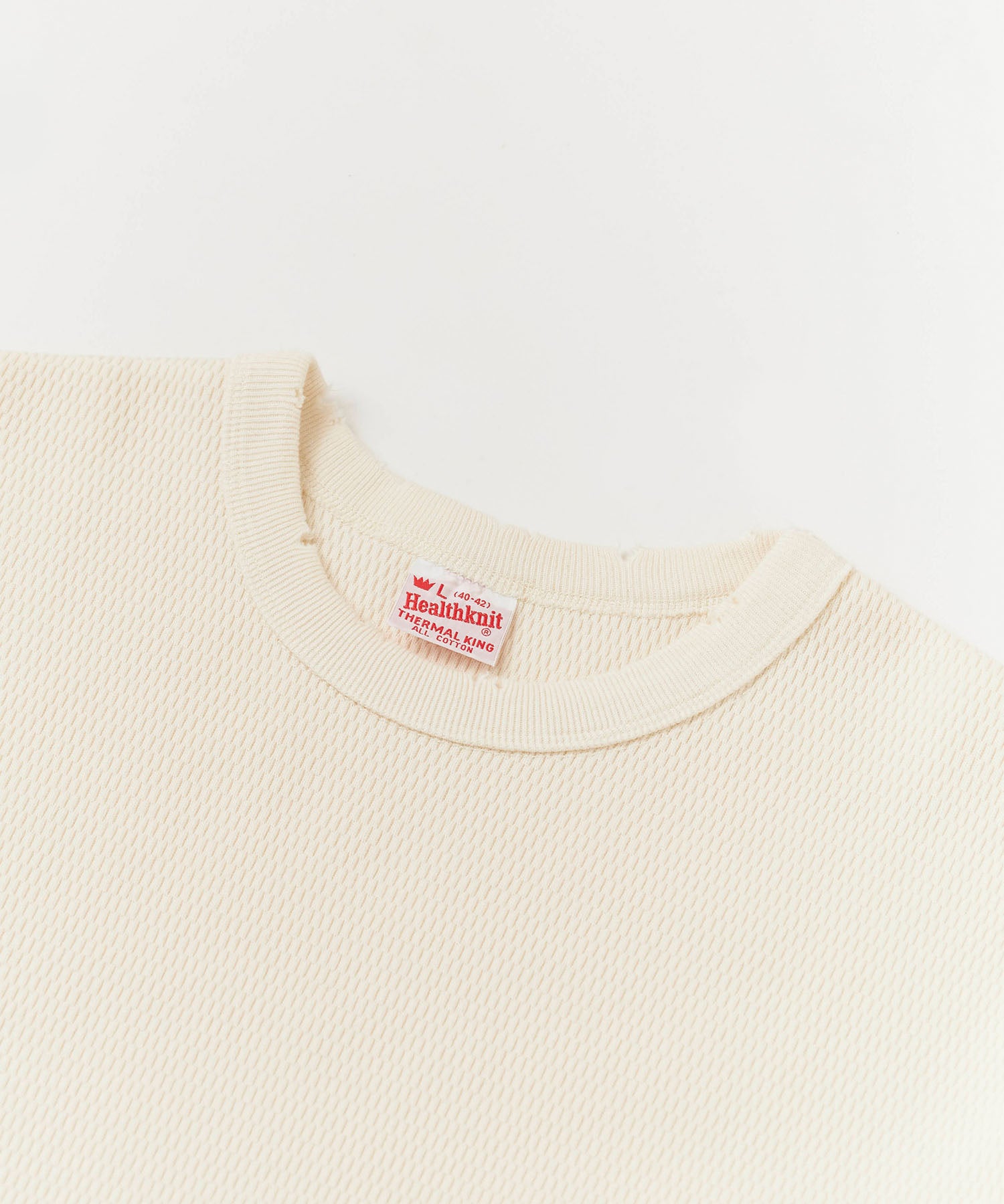 Healthknit / Thermal King Raschel Honeycomb Crew Damage L/S サーマル