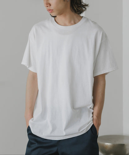 Los Angeles Apparel / S/S Garment Dye CrewNeck 6.5oz [WHITE]