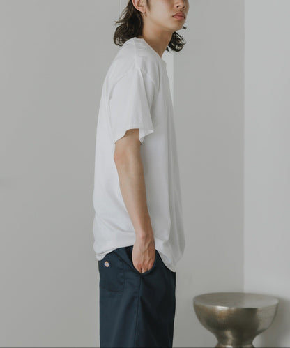 Los Angeles Apparel / S/S Garment Dye CrewNeck 6.5oz [WHITE]