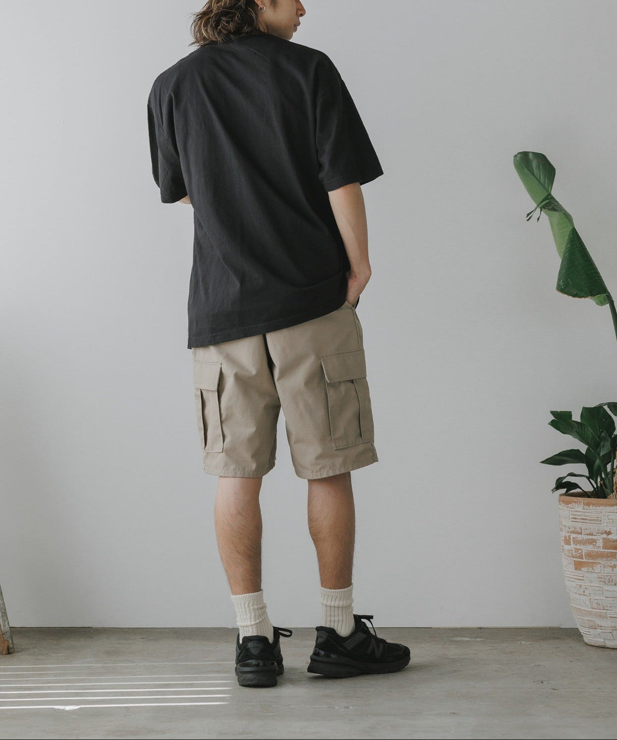 Los Angeles Apparel / S/S Garment Dye CrewNeck 6.5oz [BLACK]